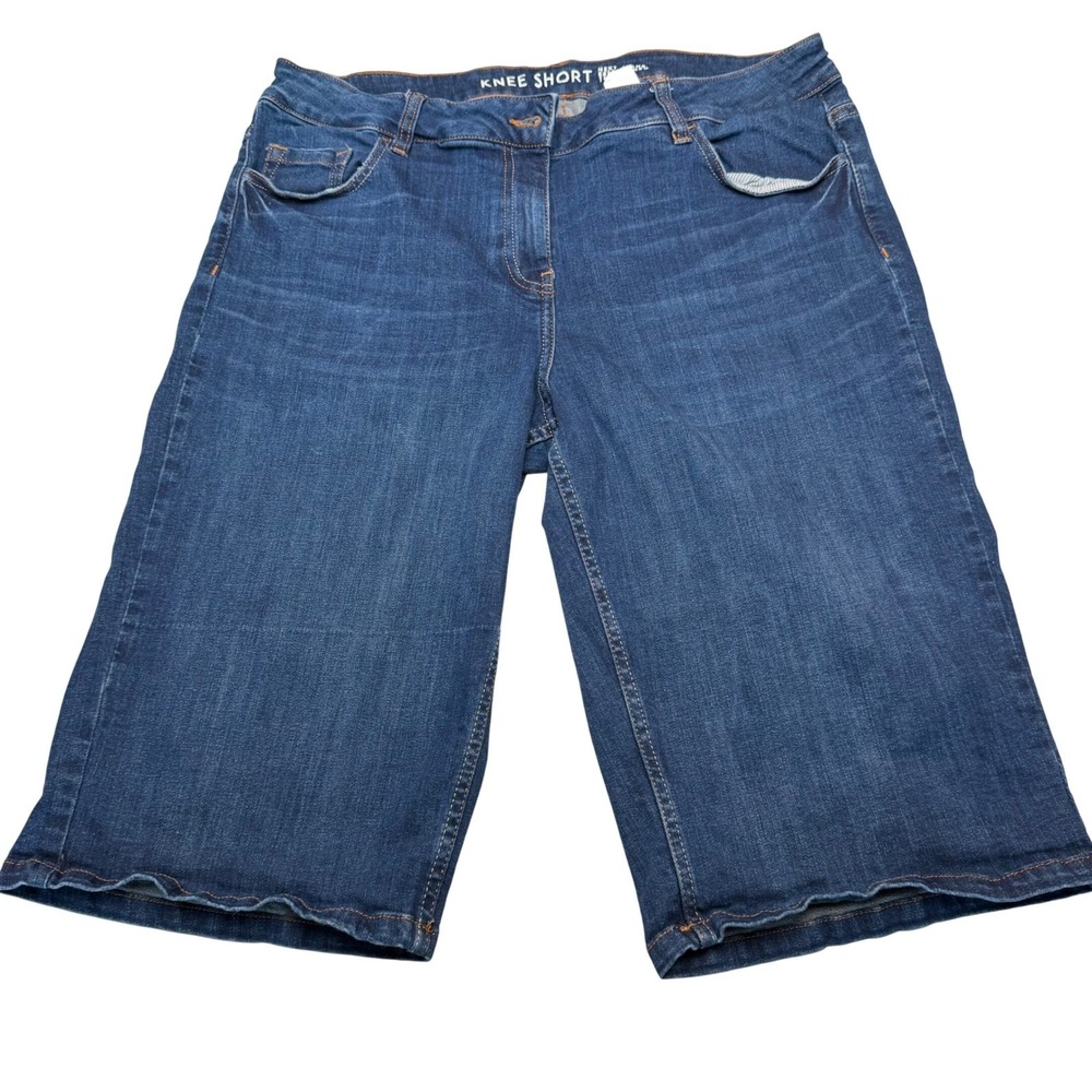 Next Jeans Blue Denim Knee Shorts Stretch Bermuda Summer Coastal Grandmother 14‎